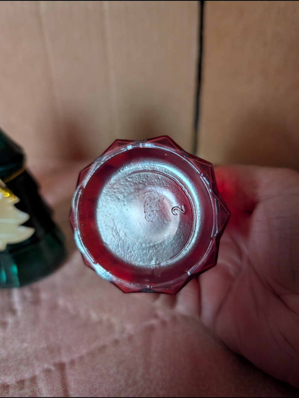 Glass Christmas Tree Decorative Jar - Green and Red - Picture 2 of 4